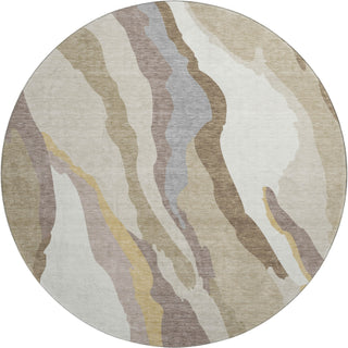 Piper Looms Mayfield Waves AMF1047 Beige Machine Washable Area Rug Round Main Image
