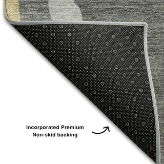 Piper Looms Mayfield Waves AMF1047 Black Machine Washable Area Rug Backing Image