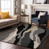 Piper Looms Mayfield Waves AMF1047 Black Machine Washable Area Rug Lifestyle Image Feature