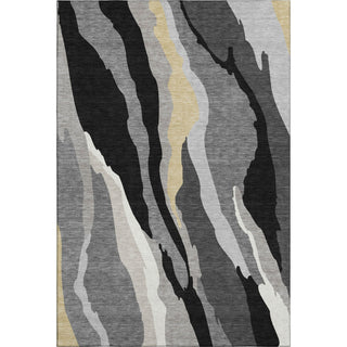 Piper Looms Mayfield Waves AMF1047 Black Machine Washable Area Rug main image