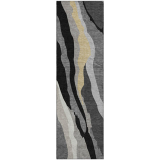 Piper Looms Mayfield Waves AMF1047 Black Machine Washable Area Rug Runner Main Image