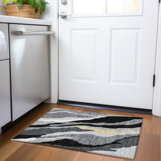Piper Looms Mayfield Waves AMF1047 Black Machine Washable Area Rug Scatter Lifestyle Image Feature