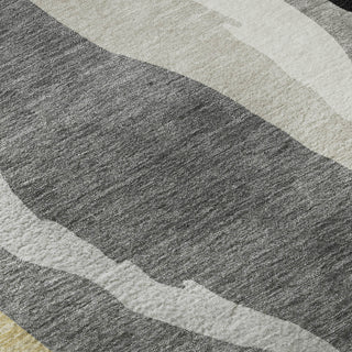 Piper Looms Mayfield Waves AMF1047 Black Machine Washable Area Rug Swatch Image