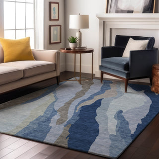 Piper Looms Mayfield Waves AMF1047 Blue Machine Washable Area Rug Lifestyle Image Feature