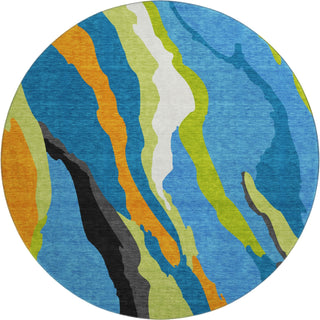 Piper Looms Mayfield Waves AMF1047 Denim Machine Washable Area Rug Round Main Image