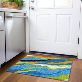 Piper Looms Mayfield Waves AMF1047 Denim Machine Washable Area Rug Scatter Lifestyle Image Feature