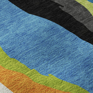 Piper Looms Mayfield Waves AMF1047 Denim Machine Washable Area Rug Swatch Image