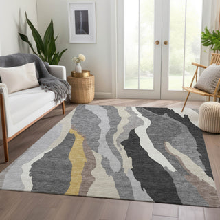 Piper Looms Mayfield Waves AMF1047 Gray Machine Washable Area Rug Lifestyle Image Feature