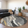 Piper Looms Mayfield Waves AMF1047 Gray Machine Washable Area Rug Round Lifestyle Image Feature