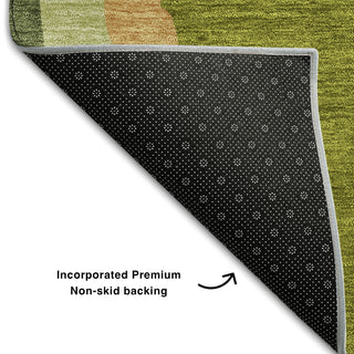 Piper Looms Mayfield Waves AMF1047 Green Machine Washable Area Rug Backing Image