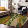 Piper Looms Mayfield Waves AMF1047 Green Machine Washable Area Rug Lifestyle Image Feature