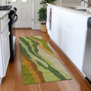 Piper Looms Mayfield Waves AMF1047 Green Machine Washable Area Rug Runner Lifestyle Image Feature