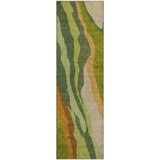 Piper Looms Mayfield Waves AMF1047 Green Machine Washable Area Rug Runner Main Image