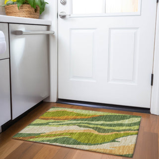Piper Looms Mayfield Waves AMF1047 Green Machine Washable Area Rug Scatter Lifestyle Image Feature