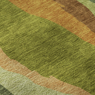 Piper Looms Mayfield Waves AMF1047 Green Machine Washable Area Rug Swatch Image