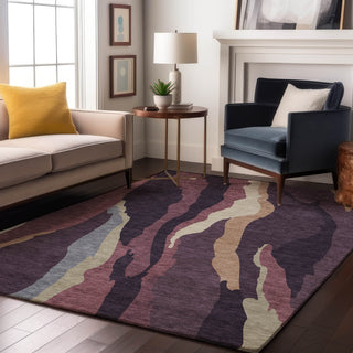 Piper Looms Mayfield Waves AMF1047 Plum Machine Washable Area Rug Lifestyle Image Feature