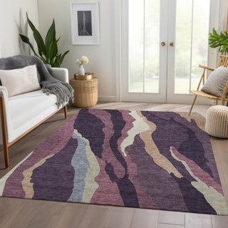 Piper Looms Mayfield Waves AMF1047 Plum Machine Washable Area Rug Lifestyle Image Feature