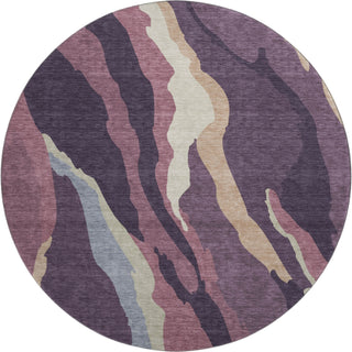 Piper Looms Mayfield Waves AMF1047 Plum Machine Washable Area Rug Round Main Image