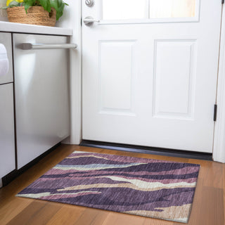 Piper Looms Mayfield Waves AMF1047 Plum Machine Washable Area Rug Scatter Lifestyle Image Feature