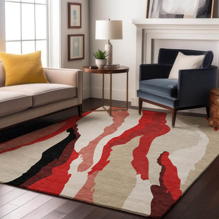 Piper Looms Mayfield Waves AMF1047 Red Machine Washable Area Rug Lifestyle Image Feature