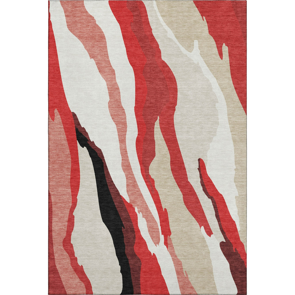 Piper Looms Mayfield Waves AMF1047 Red Machine Washable Area Rug main image