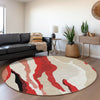 Piper Looms Mayfield Waves AMF1047 Red Machine Washable Area Rug Round Lifestyle Image Feature