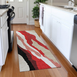 Piper Looms Mayfield Waves AMF1047 Red Machine Washable Area Rug Runner Lifestyle Image Feature