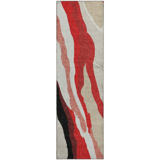 Piper Looms Mayfield Waves AMF1047 Red Machine Washable Area Rug Runner Main Image