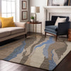 Piper Looms Mayfield Waves AMF1047 Taupe Machine Washable Area Rug Lifestyle Image Feature