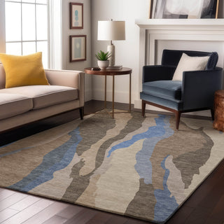 Piper Looms Mayfield Waves AMF1047 Taupe Machine Washable Area Rug Lifestyle Image Feature