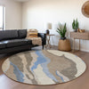 Piper Looms Mayfield Waves AMF1047 Taupe Machine Washable Area Rug Round Lifestyle Image Feature