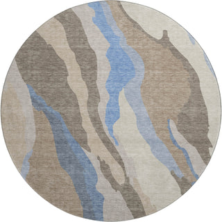 Piper Looms Mayfield Waves AMF1047 Taupe Machine Washable Area Rug Round Main Image