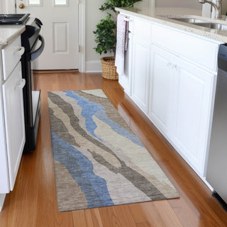 Piper Looms Mayfield Waves AMF1047 Taupe Machine Washable Area Rug Runner Lifestyle Image Feature