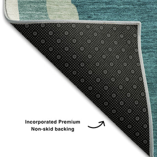 Piper Looms Mayfield Waves AMF1047 Teal Machine Washable Area Rug Backing Image