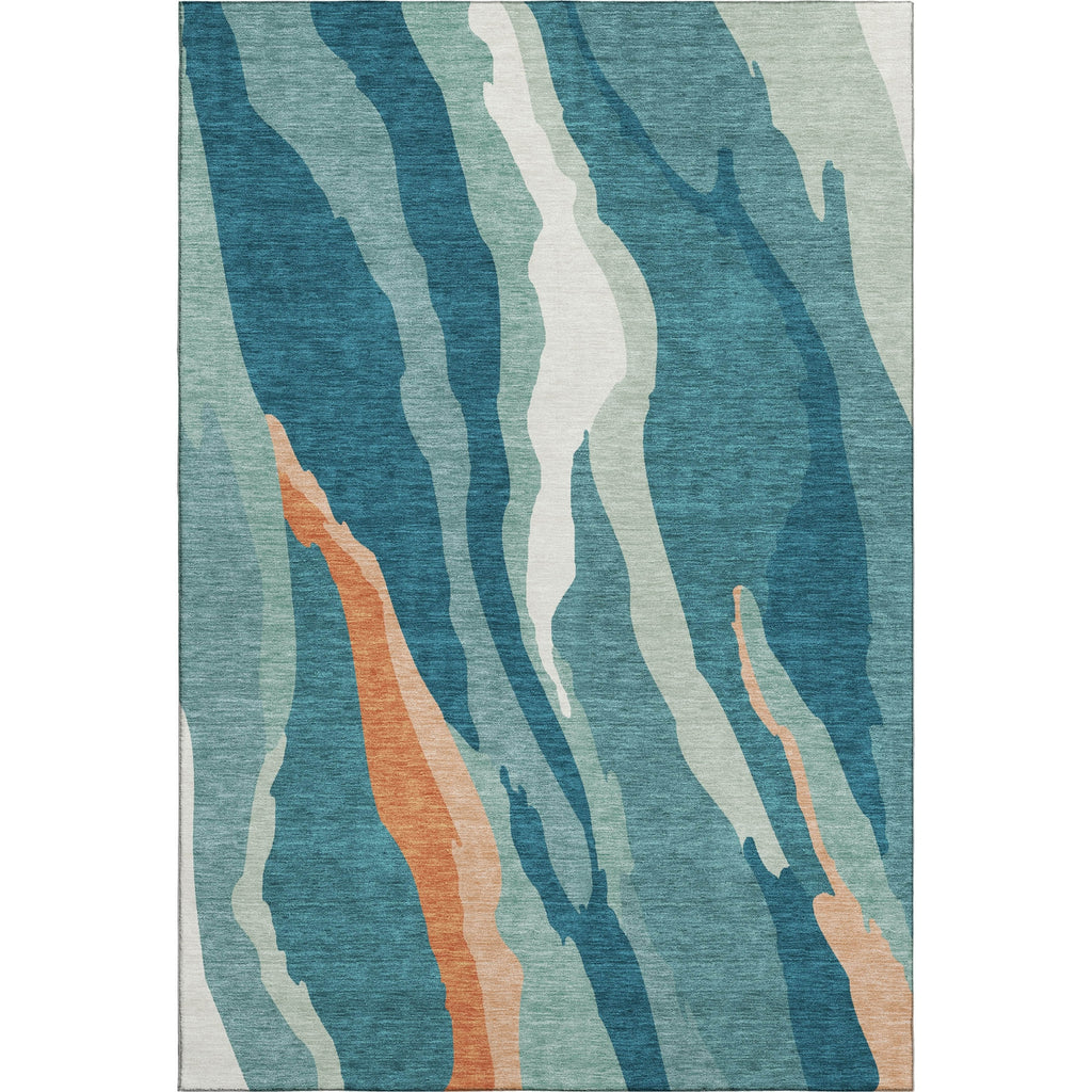 Piper Looms Mayfield Waves AMF1047 Teal Machine Washable Area Rug main image