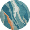 Piper Looms Mayfield Waves AMF1047 Teal Machine Washable Area Rug Round Main Image