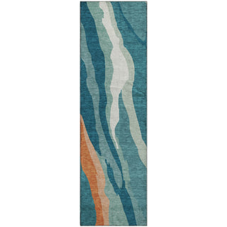 Piper Looms Mayfield Waves AMF1047 Teal Machine Washable Area Rug Runner Main Image