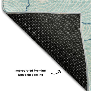 Piper Looms Mayfield Lines AMF1048 Aqua Machine Washable Area Rug Backing Image