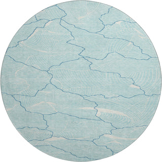 Piper Looms Mayfield Lines AMF1048 Aqua Machine Washable Area Rug Round Main Image
