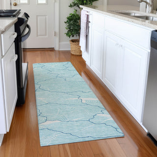 Piper Looms Mayfield Lines AMF1048 Aqua Machine Washable Area Rug Runner Lifestyle Image Feature