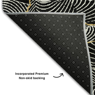 Piper Looms Mayfield Lines AMF1048 Black Machine Washable Area Rug Backing Image