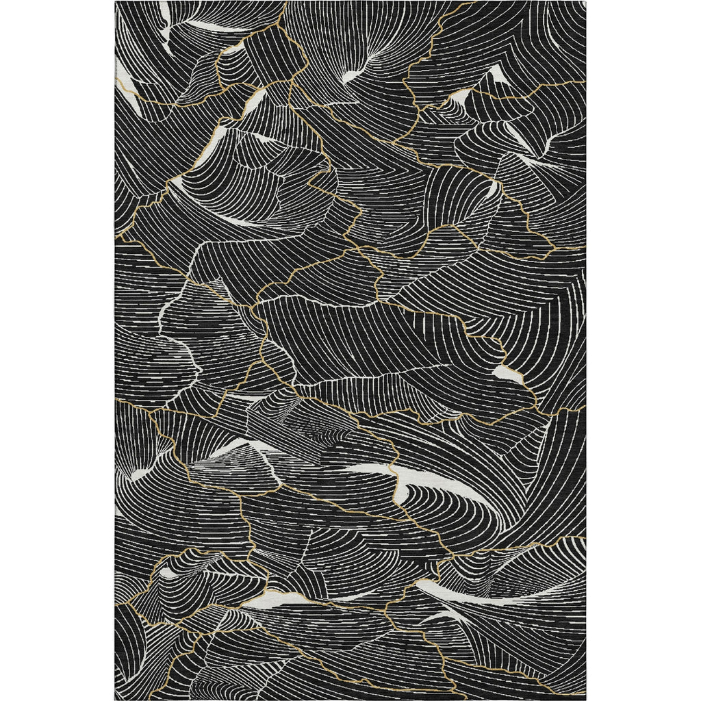 Piper Looms Mayfield Lines AMF1048 Black Machine Washable Area Rug main image