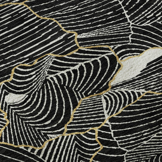 Piper Looms Mayfield Lines AMF1048 Black Machine Washable Area Rug Swatch Image
