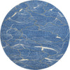 Piper Looms Mayfield Lines AMF1048 Blue Machine Washable Area Rug Round Main Image