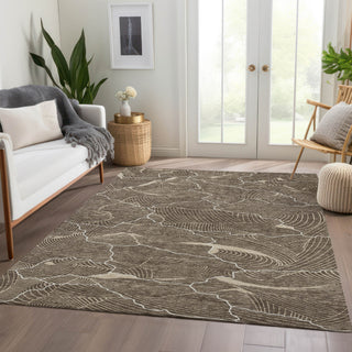 Piper Looms Mayfield Lines AMF1048 Brown Machine Washable Area Rug Lifestyle Image Feature
