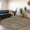 Piper Looms Mayfield Lines AMF1048 Brown Machine Washable Area Rug Round Lifestyle Image Feature