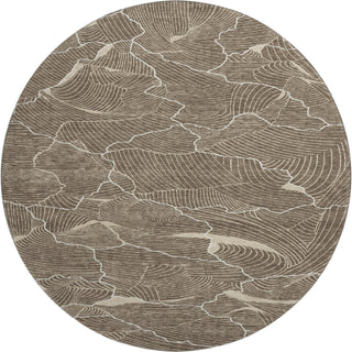 Piper Looms Mayfield Lines AMF1048 Brown Machine Washable Area Rug Round Main Image