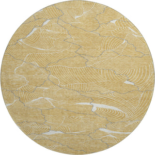 Piper Looms Mayfield Lines AMF1048 Gold Machine Washable Area Rug Round Main Image