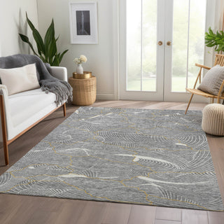 Piper Looms Mayfield Lines AMF1048 Gray Machine Washable Area Rug Lifestyle Image Feature