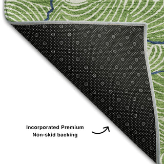 Piper Looms Mayfield Lines AMF1048 Green Machine Washable Area Rug Backing Image